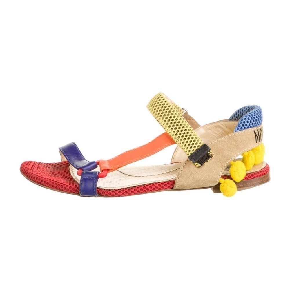 MOSCHINO Leather Colorblock Pattern Espadrilles - US 7 - 7.5